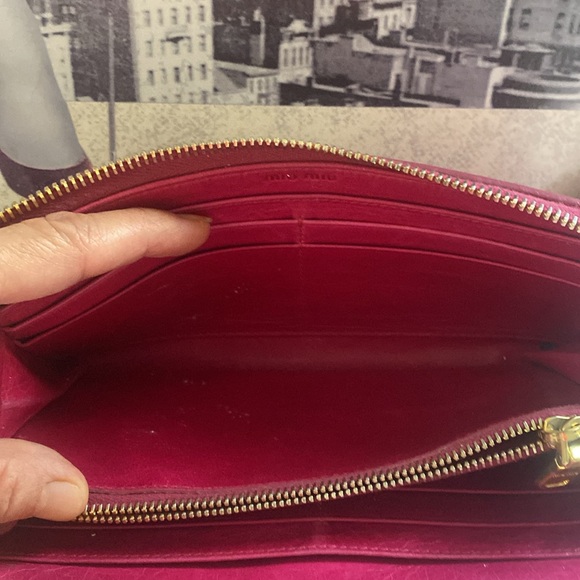 Miu Miu Long Pink leather wallet with bow lambskin - Picture 10 of 12